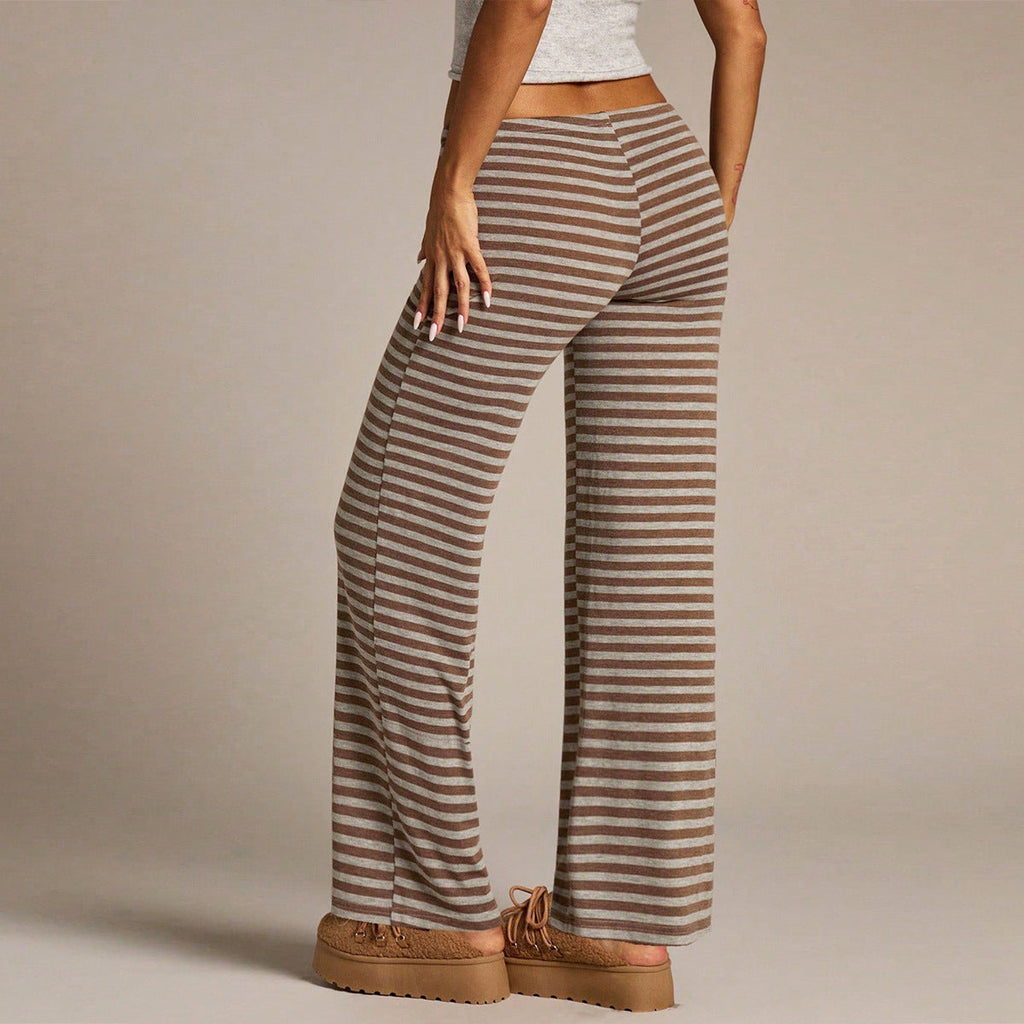 Pantalones anchos a rayas para mujer, perfectos para el otoño