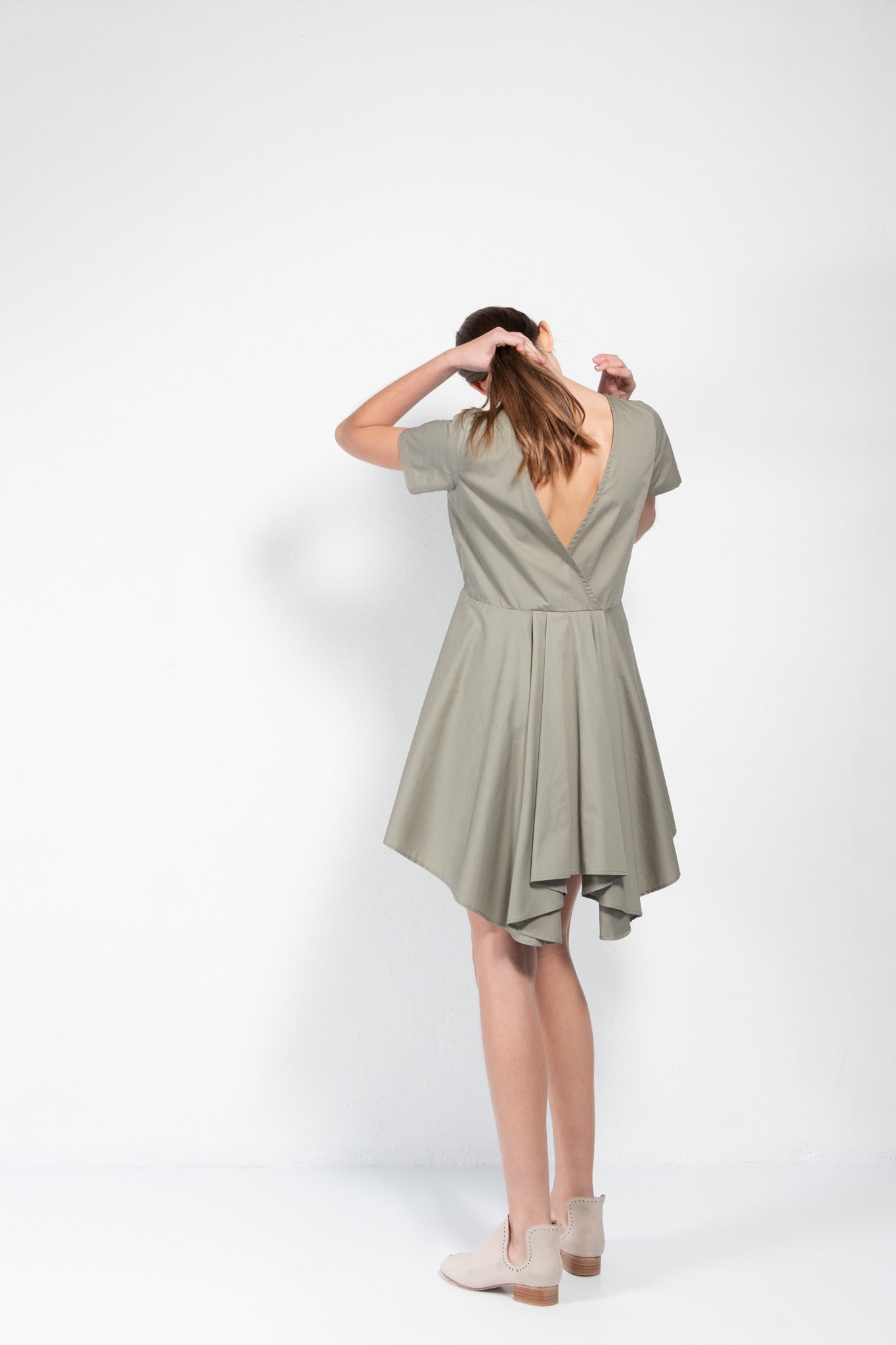 Bañador Open Back Pleated Cotton Dress