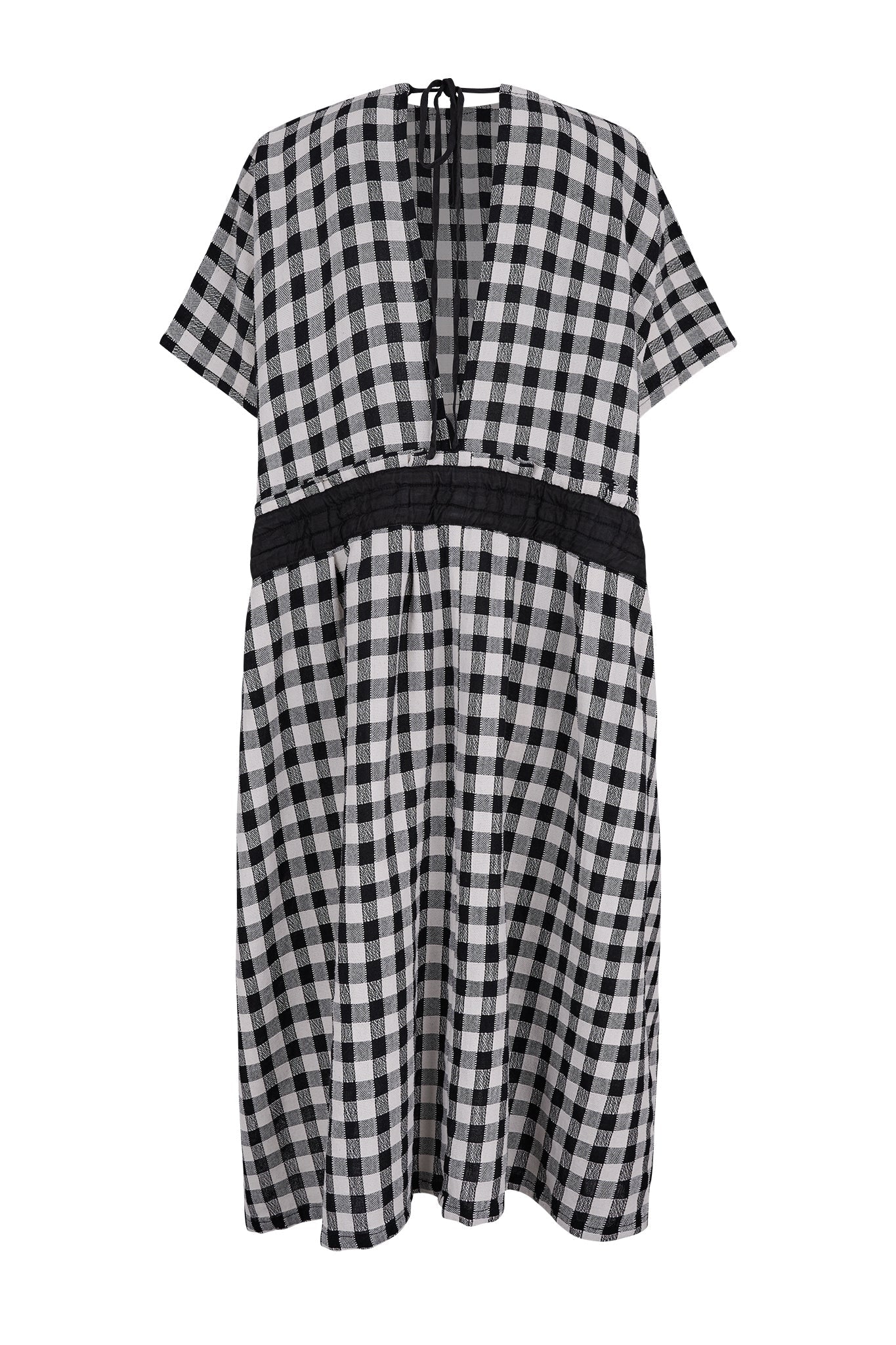 Cobalt Oversized Checkered Woven Cotton Dress