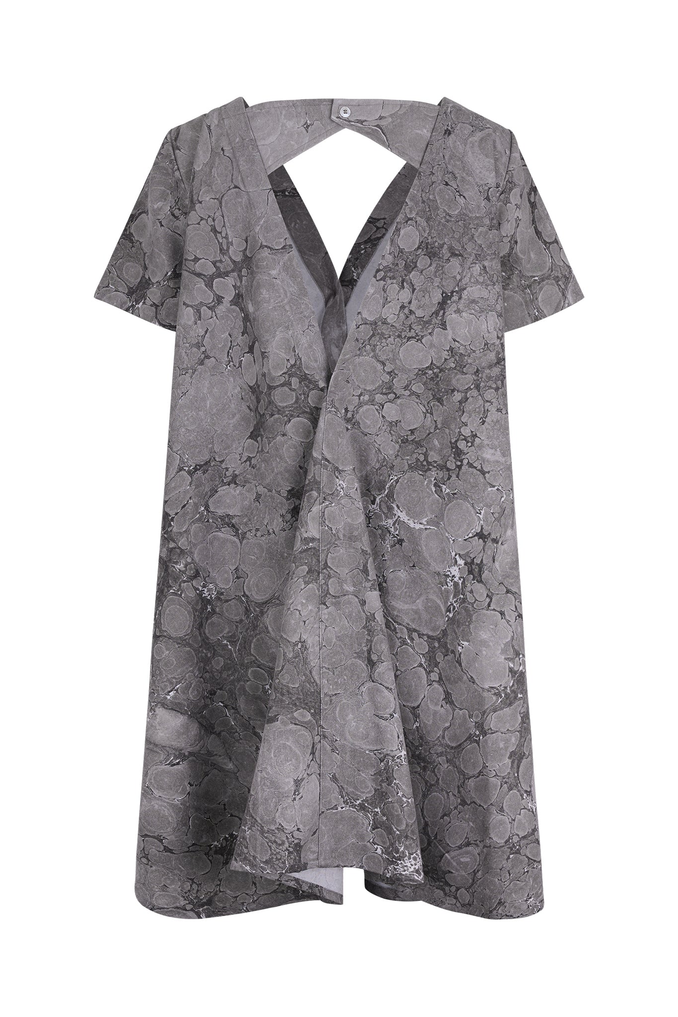 Savannah Marbled Twill Open Back Shirt Dress