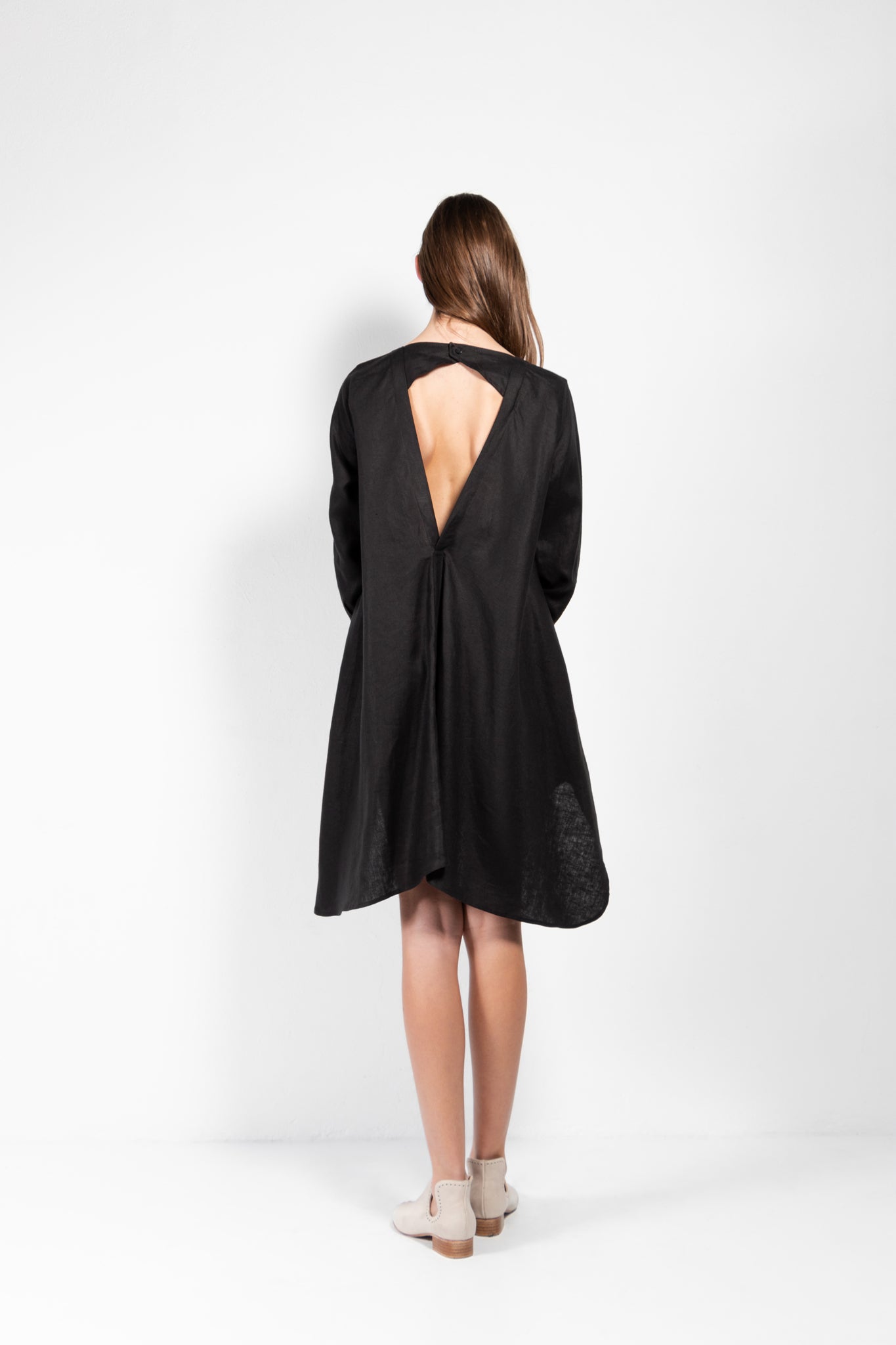 Savannah Linen-Blend Open Back Shirt Dress