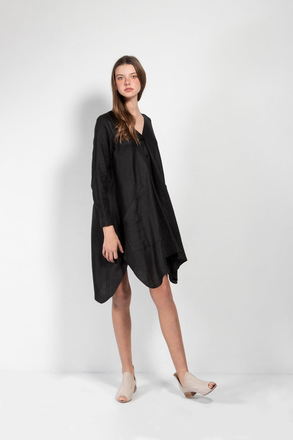 Savannah Linen-Blend Open Back Shirt Dress