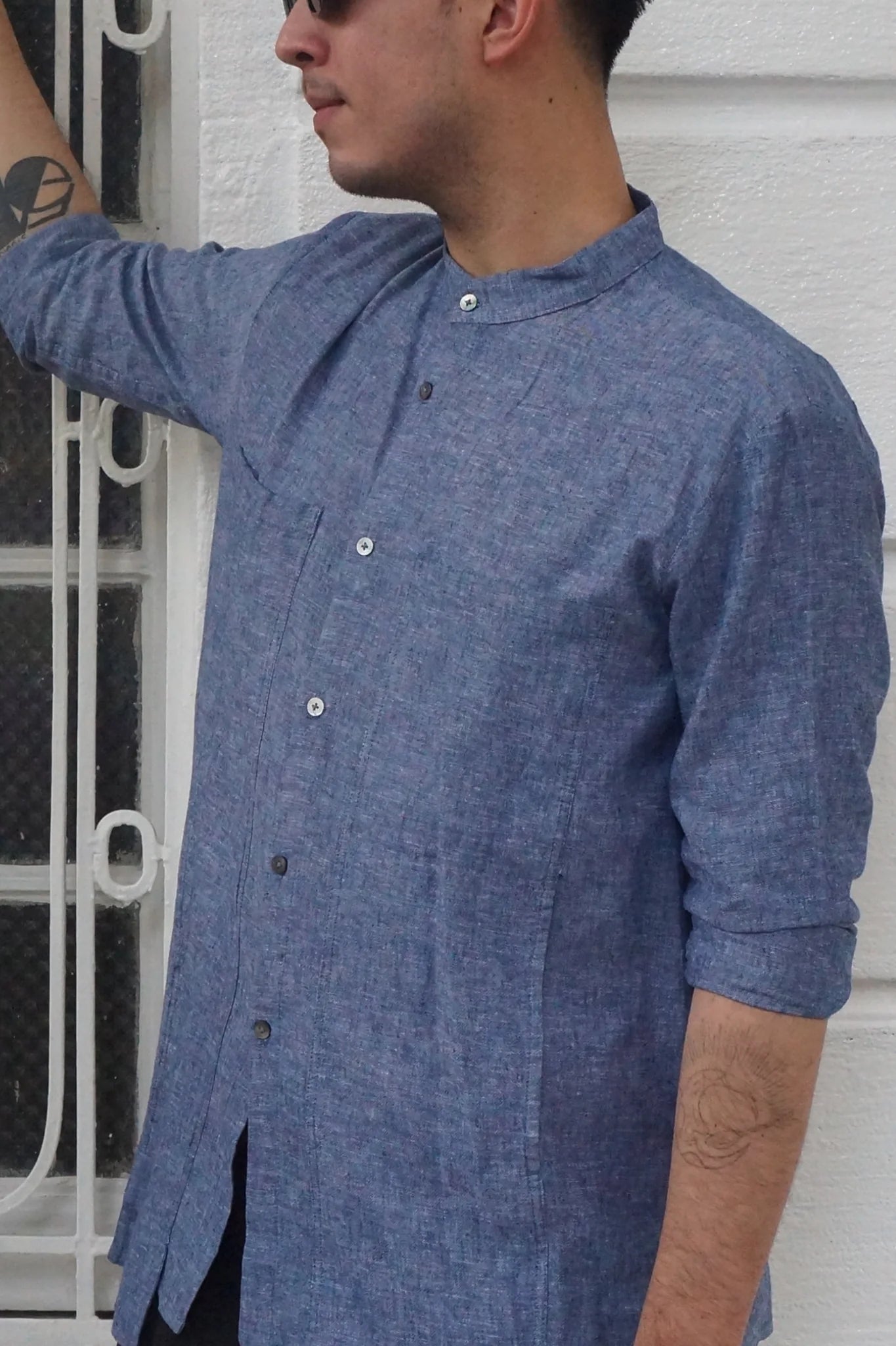 Iodine Front Pocket Linen-Blend Shirt